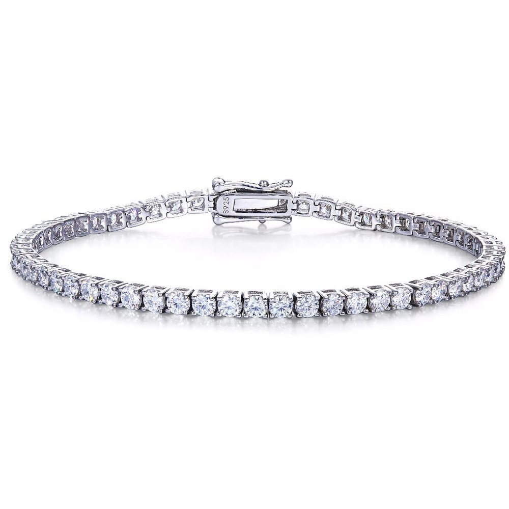 6.2-Carats Tennis Bracelet 8" GRA Certified Moissanite Diamonds Sterling Silver